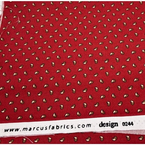 Marcus Fabrics Red Cotton Quilting Fabric 18" x 35" Brown Dashes Design 0244 - Picture 3 of 10